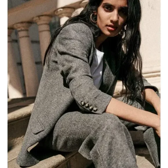 Lauren Ralph Lauren Vintage Gray Wool Petite Double Breast Blazer Classic Sz 4P - Picture 2 of 10